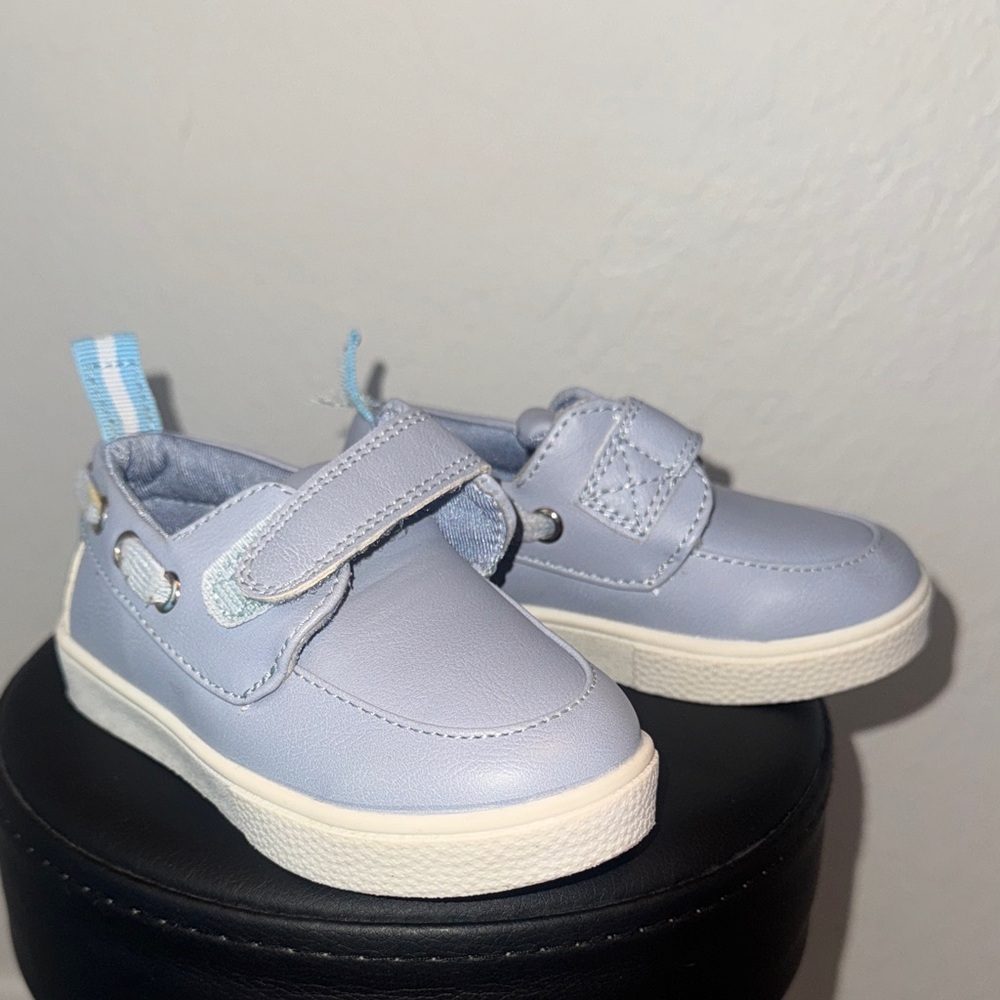 Light Blue leather boat Shoes kids